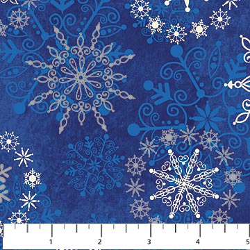 Small Snowflakes Blue/Silver Northcott 24196M-44 - 778148277270